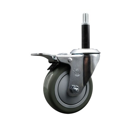 Service Caster 4'' SS Gray Poly Swivel 3/4'' Expanding Stem Caster Total Lock Brake SCC-SSEXTTL20S414-PPUB-34